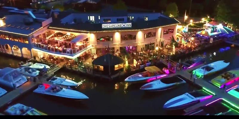 Aieral view of the chesapeake inn and marina